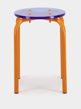 Orange Acrylic Glass and Steel Stool