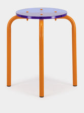 Orange Acrylic Glass and Steel Stool