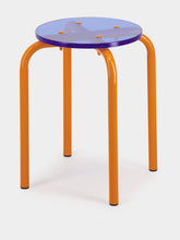 Laurent Badier Orange Acrylic Glass and Steel Stool