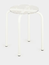 Laurent Badier White Acrylic Glass and Steel Stool