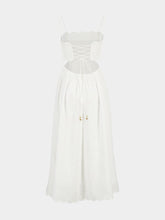 Zimmermann Ivory Scallop Linen Midi Dress with Straps