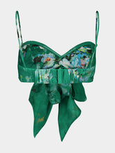 Zimmermann Green Floral Everley Draped Bow Bralette