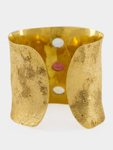 Maria João Bahia Gold Cuff Bracelet with Rubellite and Topaz