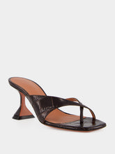 Amina Muaddi Shiona 70 Coffee Crocodile Heeled Mules