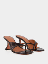 Amina Muaddi Shiona 70 Coffee Crocodile Heeled Mules