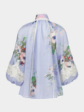 Zimmermann Light Blue Everley Lace Trim Blouse