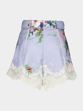 Zimmermann Light Blue Everley Lace Trim Tuck Shorts