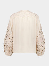 Zimmermann Cream Wylie Embroidered Linen Blouse