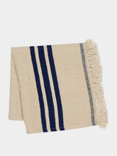 Libeco White and Blue The Indigo Stripe Linen Napkin
