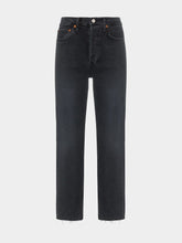 Re/Done Stove Pipe Black High-Rise Straight Jeans