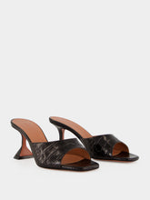 Amina Muaddi Lupita Coffee Croc-Effect Leather 70 Heeled Mules