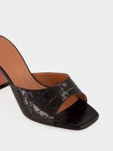 Amina Muaddi Lupita Coffee Croc-Effect Leather 70 Heeled Mules