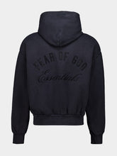Fear Of God Essentials Vintage Black Embroidered Classic Full Zip Hooded Sweatshirt