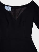 Prada Black Silk-Blend V-Neck Midi Dress