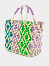 Sensi Studio Canasta Patterned Medium Handbag with Leather Strap