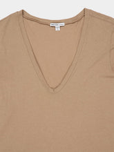 James Perse Coffee Brown Deep V-Neck Cotton T-Shirt