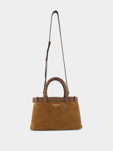 Prada Brown Suede Buckle Small Handbag with Leather Belt Detail