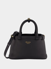 Prada Black Small Leather Handbag With Buckle Straps