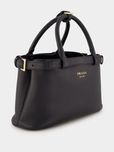 Prada Black Small Leather Handbag With Buckle Straps