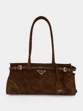 Prada Cocoa Brown Bonnie Medium Suede Handbag