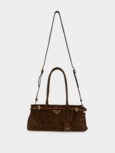 Prada Cocoa Brown Bonnie Medium Suede Handbag