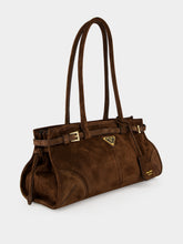 Prada Cocoa Brown Bonnie Medium Suede Handbag