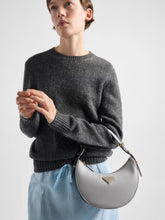 Prada Granite Gray Prada Arqué Small Leather Shoulder Bag