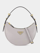Prada Granite Gray Prada Arqué Small Leather Shoulder Bag