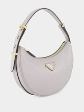 Prada Granite Gray Prada Arqué Small Leather Shoulder Bag