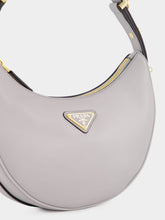 Prada Granite Gray Prada Arqué Small Leather Shoulder Bag