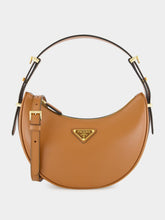 Prada Cognac Arqué Leather Shoulder Bag