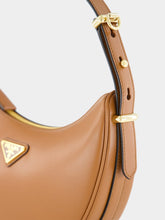 Prada Cognac Arqué Leather Shoulder Bag