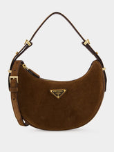 Prada Cocoa Brown Suede Arqué Shoulder Bag