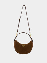 Prada Cocoa Brown Suede Arqué Shoulder Bag