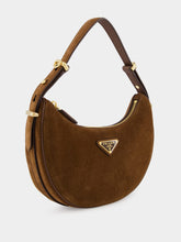 Prada Cocoa Brown Suede Arqué Shoulder Bag