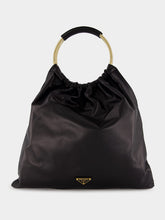 Prada Black Nappa Leather Handbag with Metal Handles