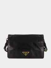 Prada Black Glossy Leather Shoulder Bag