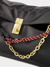 Prada Black Soft Sound Leather Shoulder Bag with Charms