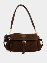 Prada Cocoa Brown Explore Medium Suede Bag