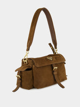 Prada Cocoa Brown Explore Medium Suede Shoulder Bag