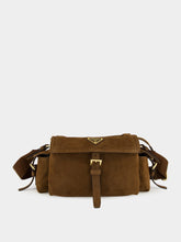 Prada Cocoa Brown Explore Medium Suede Shoulder Bag