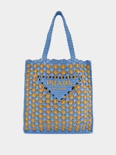 Prada Celeste and Caramel Crochet Tote Bag