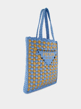 Prada Celeste and Caramel Crochet Tote Bag