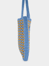 Prada Celeste and Caramel Crochet Tote Bag