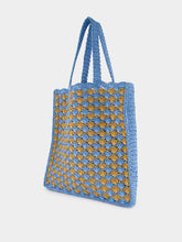 Prada Celeste and Caramel Crochet Tote Bag