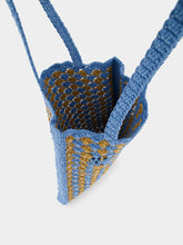 Prada Celeste and Caramel Crochet Tote Bag