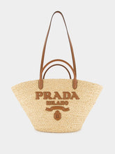 Prada Large Raffia and Leather Shopping Bag
