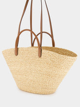 Prada Large Raffia and Leather Shopping Bag