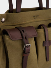Prada Forest Green Route Canvas Tote Bag