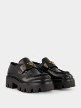 Prada Black Brushed Leather Loafers